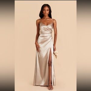 Birdy Grey Catherine Shiny Satin Dress Neutral Champagne